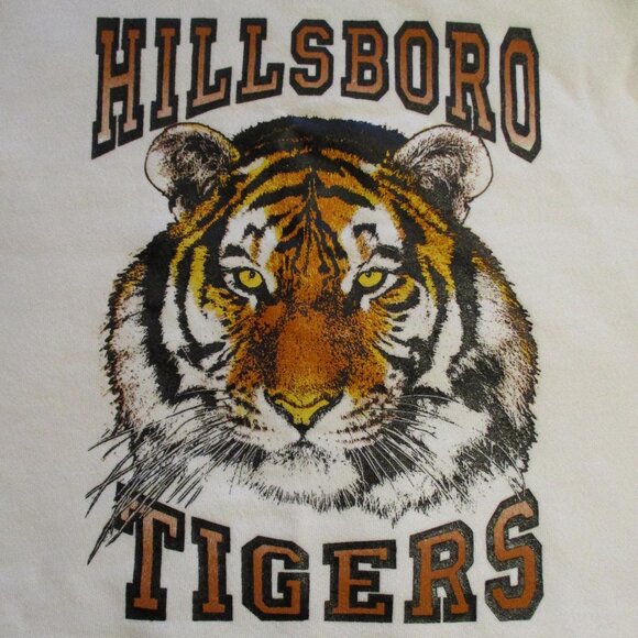 Tiger Head Vintage 1992 Oneita Men Large Black White Orange Graphic Sweatshirt - Picture 3 of 6